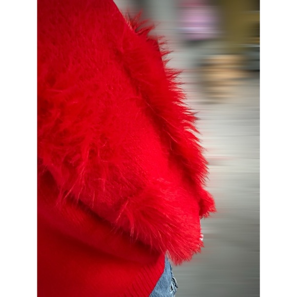 Red Christmas cardigan with stuffed accents sz Medium - Picture 10 of 11